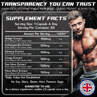 Valrock Shilajit 6-in-1 Capsules 4,000mg - 60 Days - Added Ashwagandha, Maca Root, Chaga, Ginseng & Sea Moss - High Strength Muscle Building & Performance Capsules for Men & Women