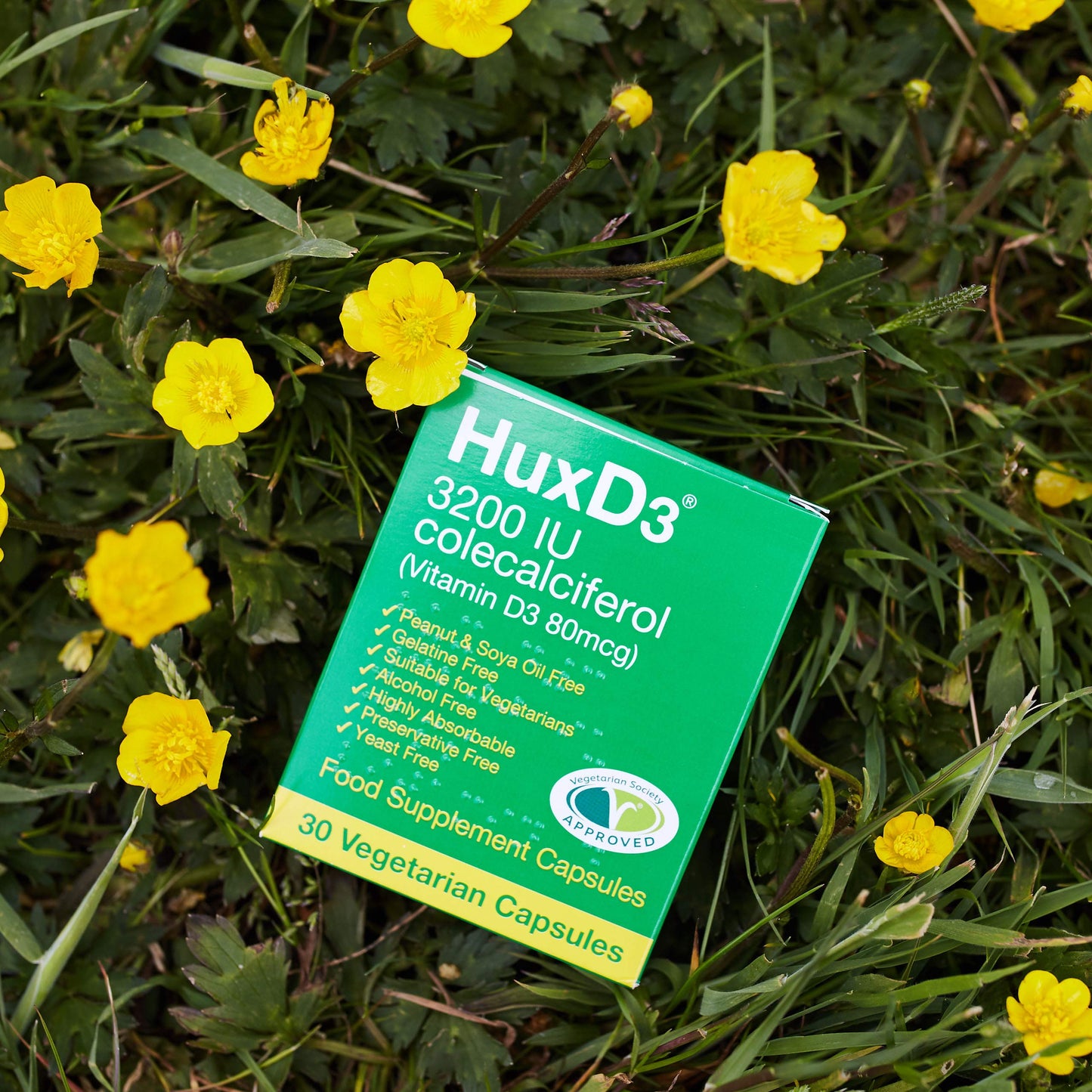 Hux D3 Vitamin 3200iu, Huxley Europe, Vegetarian Capsules, Suitable for Kosher and Halal Diets 30 Count (Pack of 1)