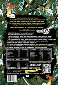 33Fuel Protein & Greens Powder – Natural, 20g Plant Protein, Organic Supergreens, Vegan, High-Fibre All-in-One Daily Nutrition – 576g Chocolate