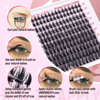 CORUSCATE Manga Cluster Lashes Fairy Wispy Individual Eyelashes Anime Lashes Individual Cluster Natural Lash Clusters Asian Style Manhua Eyelash Clusters 10-18 MM DIY Wet Look Lash Extension