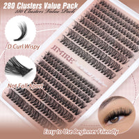 JIMIRE 320Pcs Individual Eyelashes DIY Russian Cluster Lashes 30D+40D Lashes Individual Cluster D Curl 9-16mm Mixed Wispy DIY Lash Clusters Eyelash Extesnsions