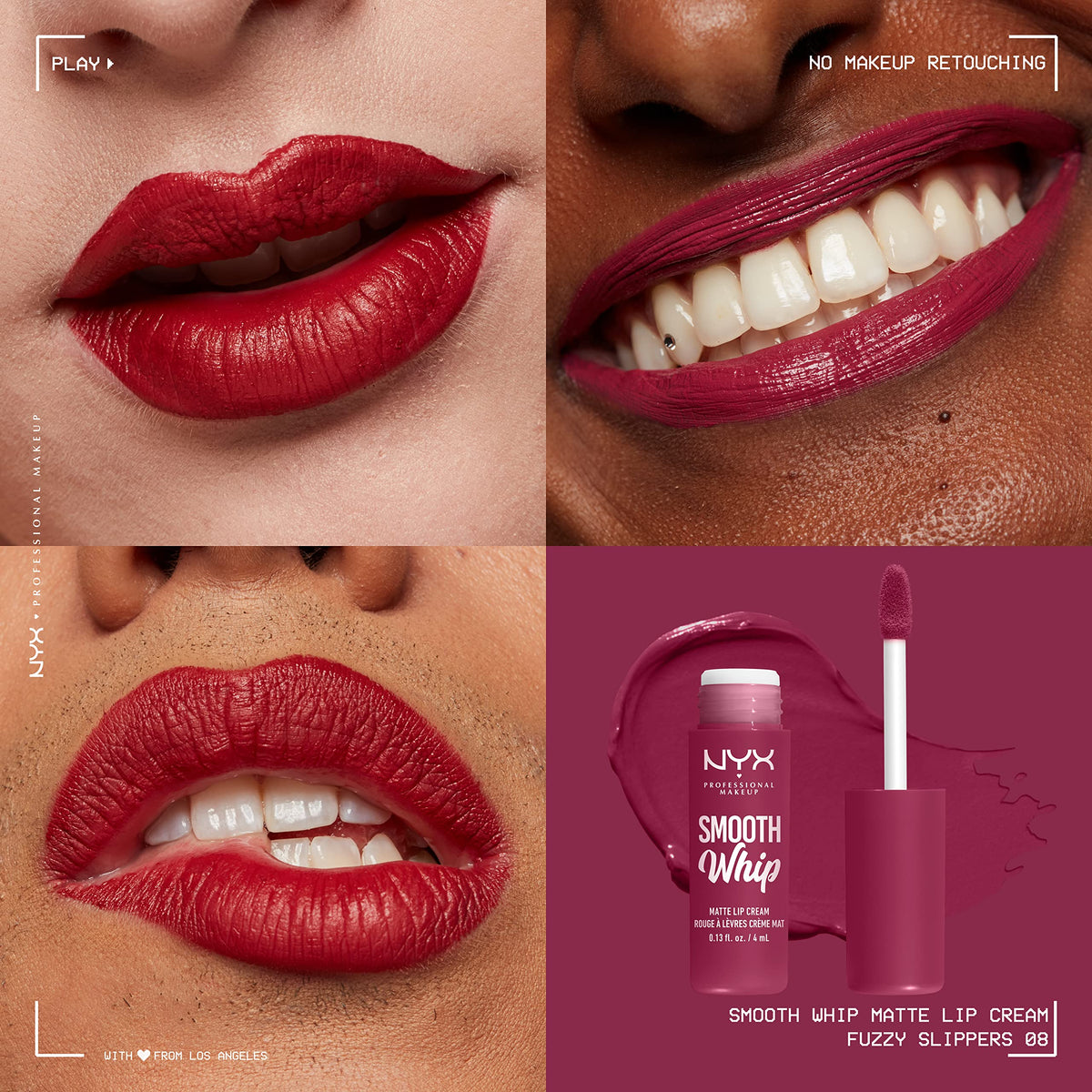 NYX PROFESSIONAL MAKEUP NYX Professional Makeup Liquid Lipstick, Matte Lip Cream, Ultra-Vibrant Shades, With Shea & Cocoa Butter, Smooth Whip, Shade: Fuzzy Slippers, Pack of 1