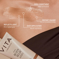 VITA LIBERATA Body Blur Medium 100ml & Mitt Bundle, Leg & Body Makeup, Wash Off Instant Tan, Streak Free Application Blending Mitt, Water resistant, Disguise Imperfections, Flawless Finish