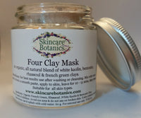 Skincare Botanics All Natural & Organic Four Clay Mask | made with the highest grade, natural clays sourced from around the globe | deeply cleanses, de-toxes, clarifies, soothes & tones | with Rhassoul, Kaolin, Bentonite & French Green Clays