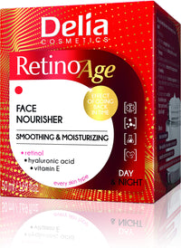 Delia Cosmetics - Retinoage - Face Cream – Retinol, Q10, Shea Butter, Macadamia Oil, Aloe Vera Gel, Vitamin E – Firming, Nourishing, Anti Aging, Day & Night Cream - 50ml