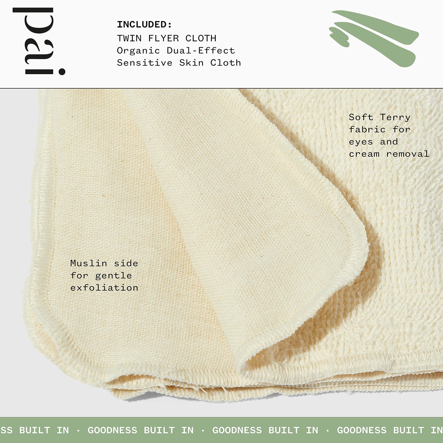 Pai Skincare London | Organic Muslin Face Cloths for Gentle Cleansing and Exfoliation, Reusable Skin Cleansing Wipe for Sensitive Skin. Twin Flyer Extra Gentle, Pack of 3