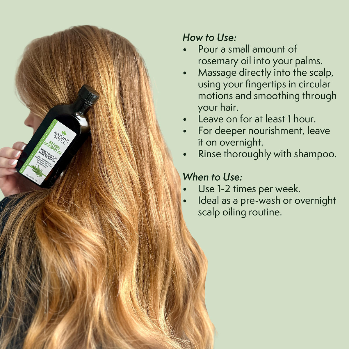 Nature Spell Rosemary Oil for Hair Growth, Pre-Diluted Scalp Oil, Stimulates Growth, Strengthens Dry and Damaged Strands, Nourishes Split Ends, Colour Safe, For All Hair Types, Vegan, 150 ml