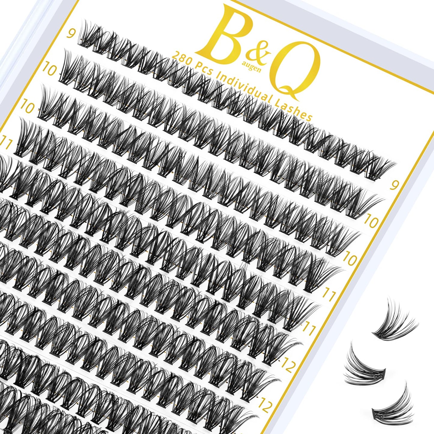 B&Qaugen 280Pcs Cluster Lashes D Curl 40D Mix 9-16mm Lashes Individual Cluster Eyelashes Individual Lash Clusters Extensions DIY Lash at Home (40D-0.07D-9-16mix)