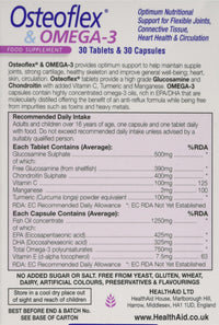 HealthAid Osteoflex & Omega-3 - Glucosamine, Chondroitin & Omega 3 Joint Support Supplement - for Flexibility & Mobility - 30 Tablets & 30 Capsules - Dual Pack