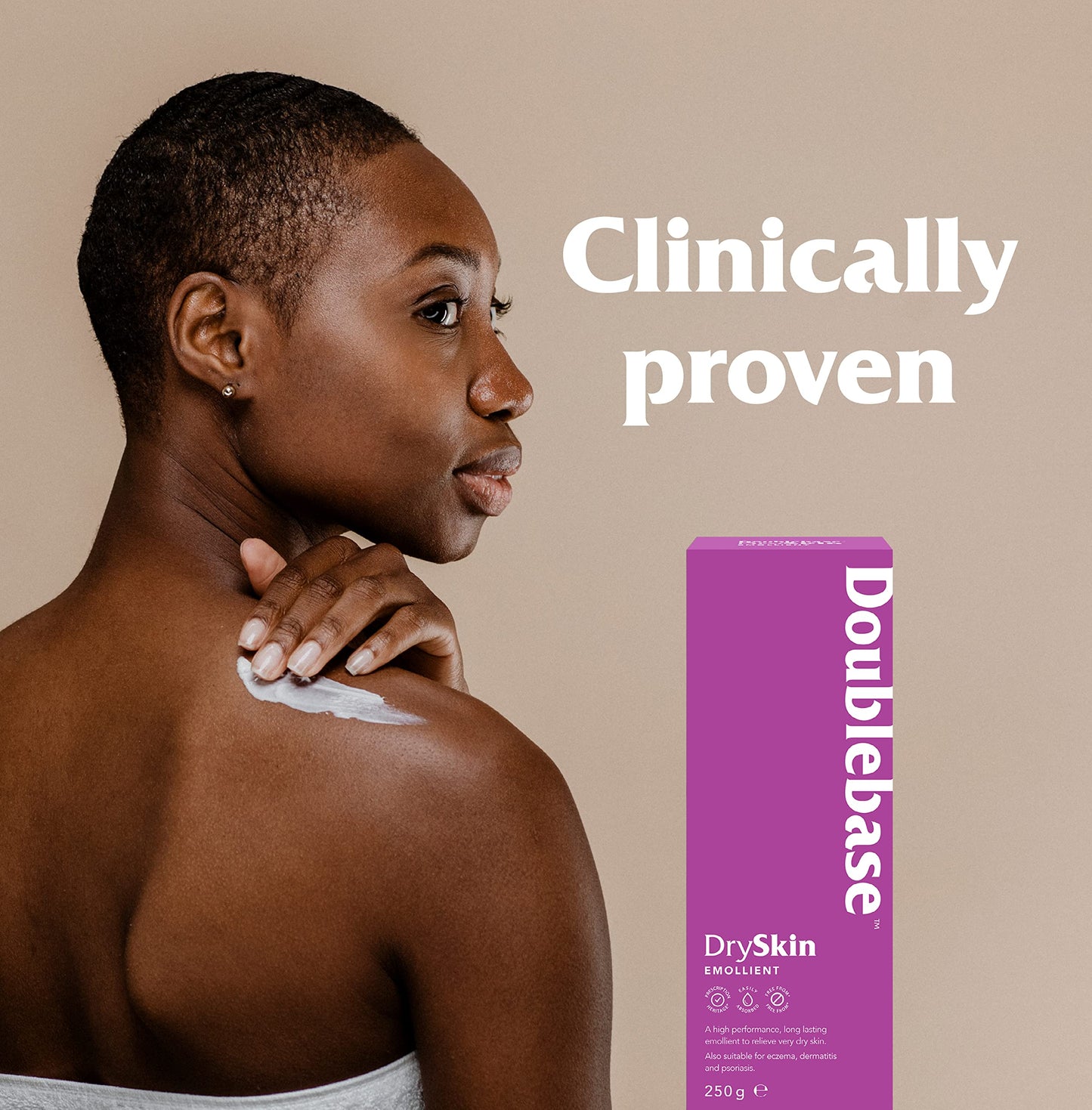 Doublebase Dry Skin Emollient. Clinically Proven Moisturiser for Eczema, Psoriasis and Dermatitis Treatment. Body Cream for Dry Skin Relief, 100g Tube