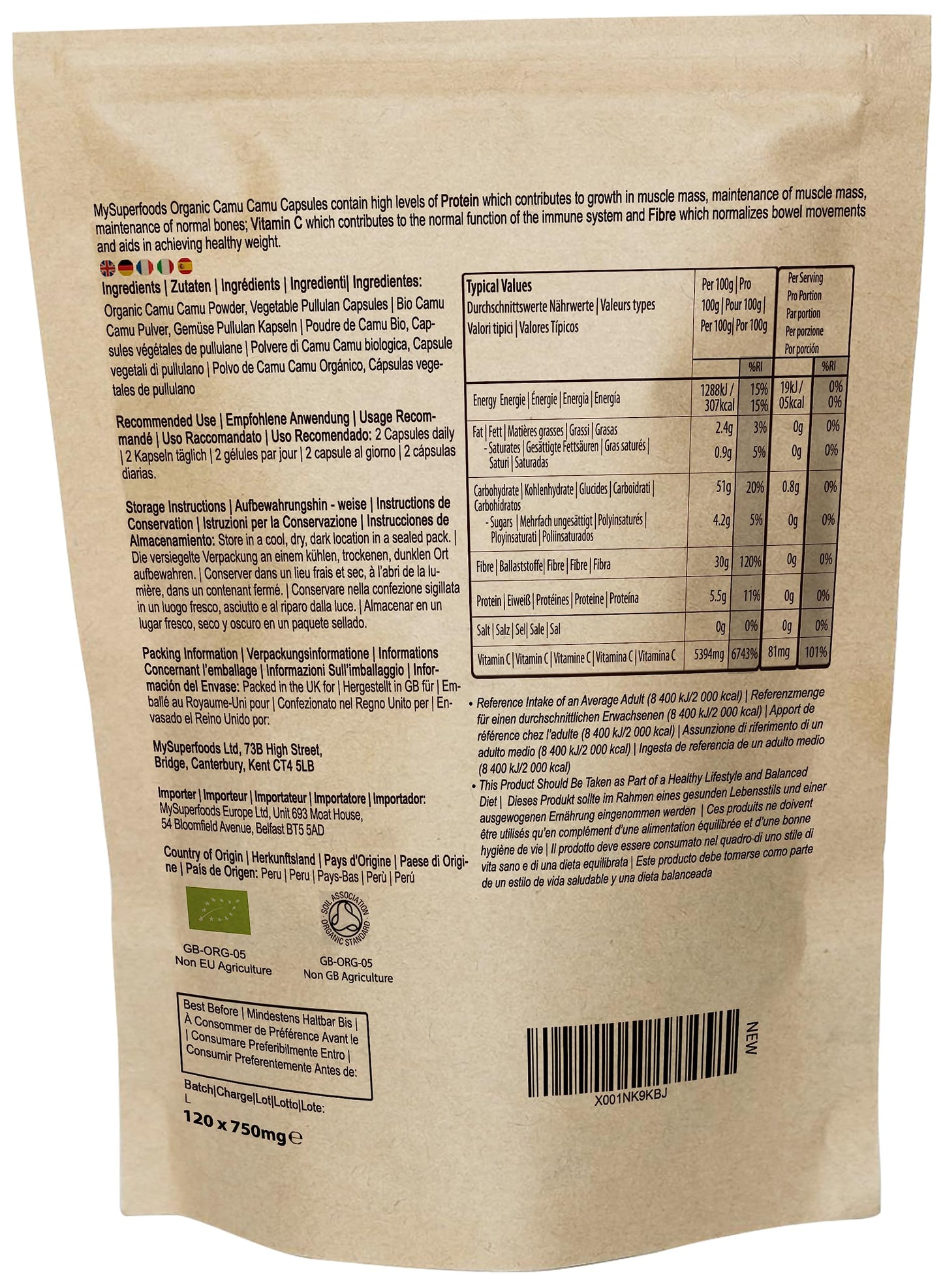 Camu Camu Capsules | Certified Organic | 1500mg per Serving | 120 Capsules | Natural Source of Vitamin C | 100% Recommended Intake | MySuperfoods