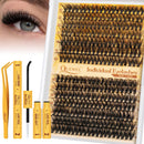 QUEWEL Individual-Eyelashes Kit 280Pcs Cluster Lashes Kit, DIY Lash Extension D Curl Lashes Individual Cluster with Lash Bond and Seal and Lash Tweezers (DJ-30D+40D KIT)