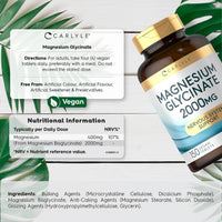 Magnesium Glycinate Supplements | 2000mg High Strength Magnesium Bisglycinate | 150 Vegan Tablets | by Carlyle