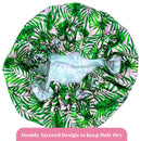 SMUG Shower Cap - Waterproof Shower Cap with Elastic Lining - Three Prints Available - Showers, Cooking, Spa Salon, Sleeping, Makeup - Shower Caps For Women UK Long Hair Short Hair - Palm