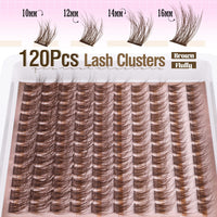 Brown Lash Clusters Kit Dark Brown Eyelash Clusters Gently Fluffy Individual Lashes Kit Natural DIY Lash Extensions Kit Brown Cluster Eyelash Extensions Kit with Lash Bond and Seal, Remover, Tweezers