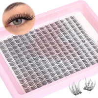 PHKERATA Wispy Cluster Lashes Natural Individual Eyelashes 180Pcs 9-12MM Lashes Individual Cluster Short Wispy C Curl Eyelash Clusters 9-12MM Super Thin Band Eyelashes