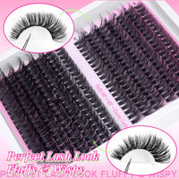 PHKERATA Fluffy Individual Eyelashes Kit 280Pcs Clusters Lashes Kit DIY Lash Extension kit Russian D Curl Lashes Individual Cluster with Lash Bond and Seal Lash Glue,Tweezers (60+80P, 10-18mm Mix)