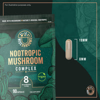 Mushroom Complex 8 Capsules | Nootropic Complex with Lions Mane, Reishi, Chaga, Cordyceps, and More | High Strength Nootropic Brain Supplement | from Fruit Bodies | 90 Vegan Capsules | by Wiseshrooms