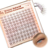 ALICROWN HAIR Brown Lash Clusters Natural Eyelash Clusters Wispy Individual Lash Extensions Brown Eyelash Extensions with Clear Bands Short DIY Eyelash Extensions at Home 100Pcs 8mm-16mm