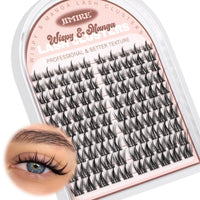 JIMIRE Manga Cluster Lashes Natural Look Anime Individual Eyelashes Cute 8-14MM Wispy Manhua Lash Clusters with Spiky 110 Pcs Manga Lashes Individual Cluster with Thin Band