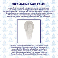 99% Natural EXFOLIATING FACE Polish with Pumice, Aloe Vera, Vitamin E & Coconut Oil - 100g by AMOR FLORUM BLU. Gently Exfoliates, Unblocks Pores, Brightens Complexion. pH 5.5 for Sensitive Skin.