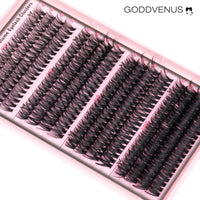 Goddvenus Fluffy Individual Eyelashes Kit 60+70+80+100D Clusters Lashes Kit 320Pcs Eyelash Individual DIY Lash Extension kit Russian D Curl Lashes Individual Cluster with Bond and Seal (12-18mm Mix)