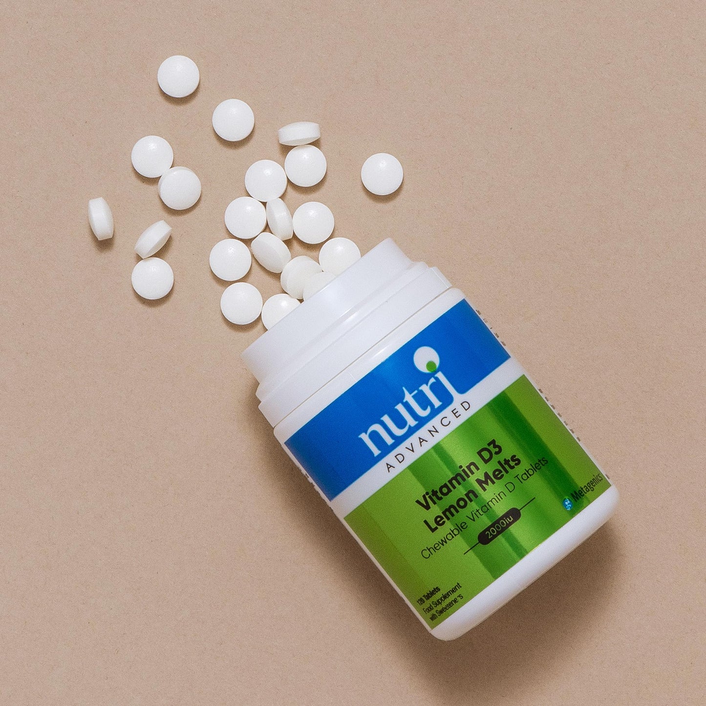 Nutri Advanced - Vitamin D3 2000iu Chewable Lemon Melts - Immune System Support - Suitable For Children Over 6 - 120 Tablets