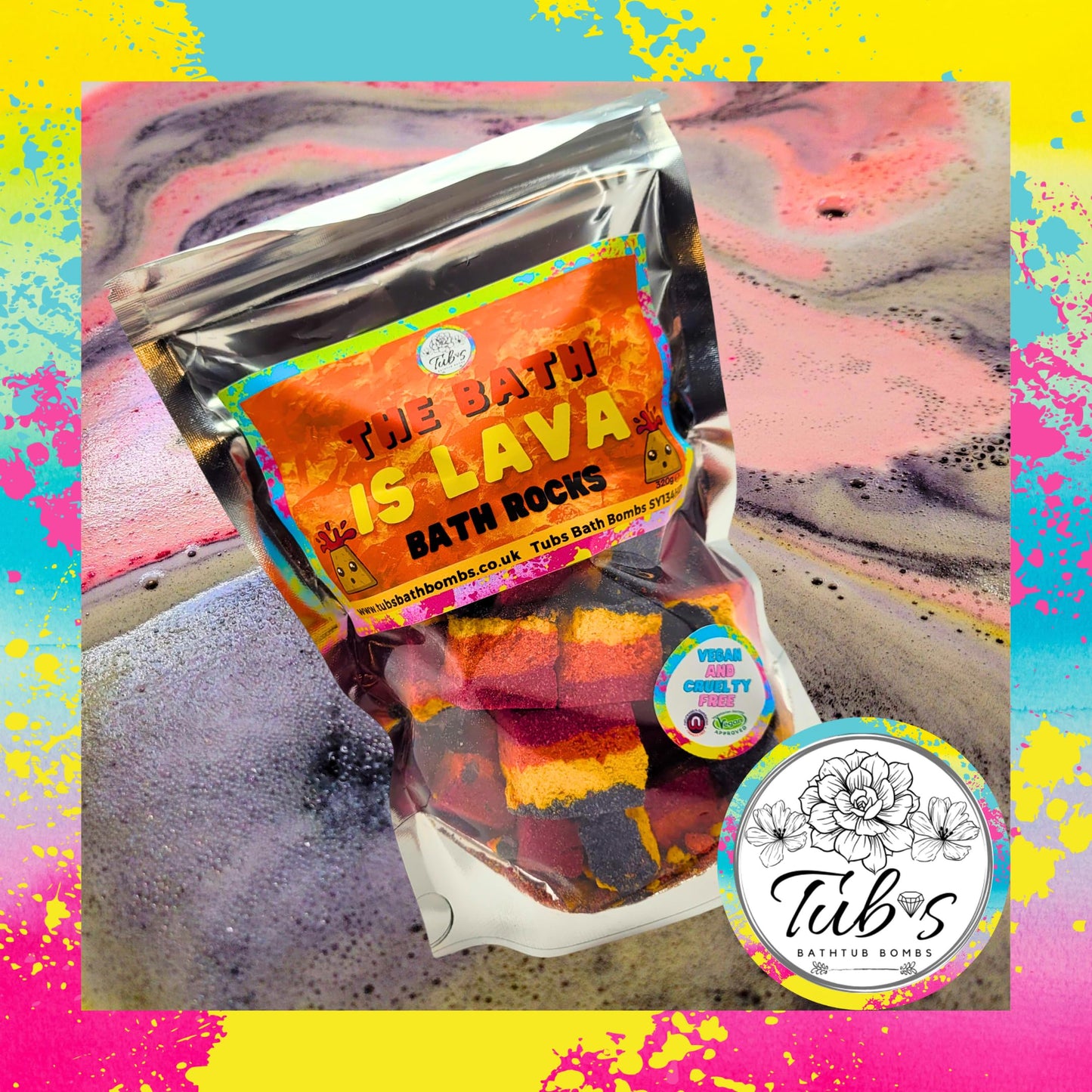 Tub's bath bombs The Bath is Lava! Bath Rocks Bath Bombs, Volcano Floor is Lava Effect. Made in UK by Tub's Bath Bombs