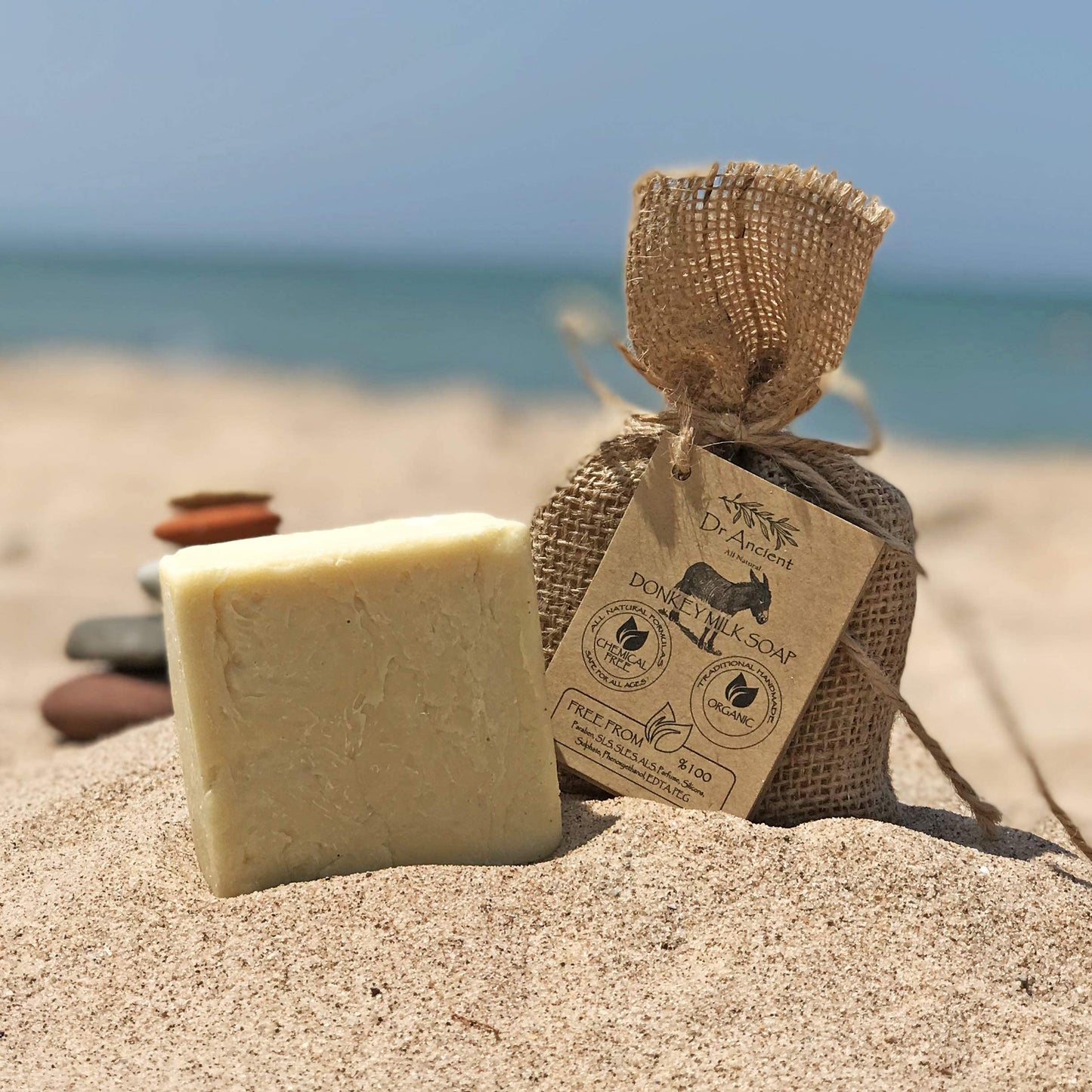 Dr.Ancient Donkey Milk Soap Bar Organic Natural Traditional Handmade Antique - Anti Ageing Skin Lightener, Moisturizer - Absolutely No Chemicals! Pure Natural Soaps!