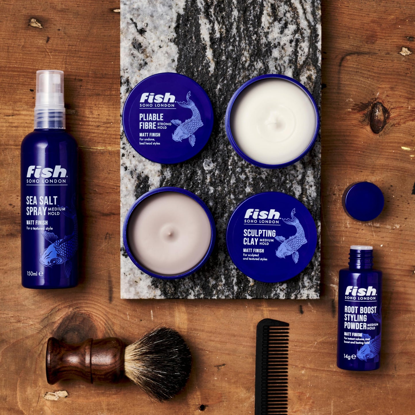 fish FISH Original Fishfibre Pliable Fibre, Mens Hair Styling Product Suitable for Short & Medium Length Hair. Stylist & Barber Used. Super Matt Finish Firm Hold, Natural & Defined Look, 100ml