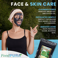 FoodPURA 100g Coconut Activated Charcoal Powder – 100% Pure Food Grade Coconut Charcoal – Ultra Fine Steam Activated Powder for Teeth Whitening, Face Masks, Detox, Smoothies & Beauty Use – Vegan