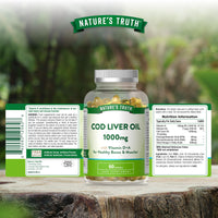 Nature's Truth Cod Liver Oil 1000mg - 60 Softgels - with Vitamin D & A