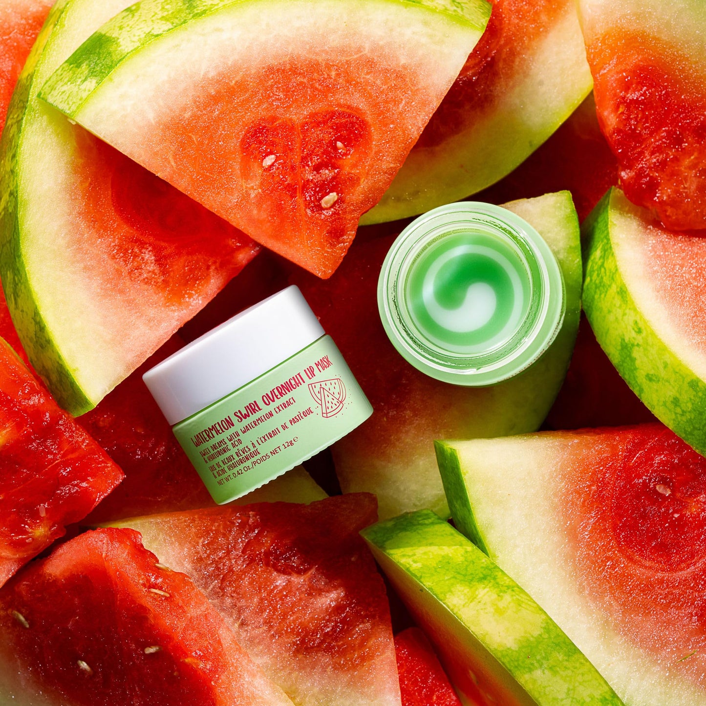 W7 Sweet Dreams Overnight Watermelon Swirl Lip Mask - Watermelon Fruit Extract & Hyaluronic Acid - For Hydrated, Full Looking & Irresistible Lips