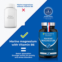 Laboratoires Nutrimea Marine Magnesium Supplement - with Vitamin B6-120 Capsules - GMO-Free - Gluten Free - Lactose Free - Easy to Swallow Capsules - French Expertise - Nutrimea