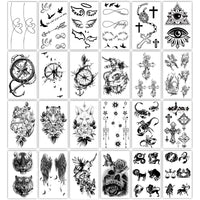 Yazhiji 36 Sheets Temporary Tattoos Stickers, 12 Sheets Fake Body Arm Chest Shoulder Tattoos for Men or Women with 24 Sheets Tiny Black Temporary Tattoos.