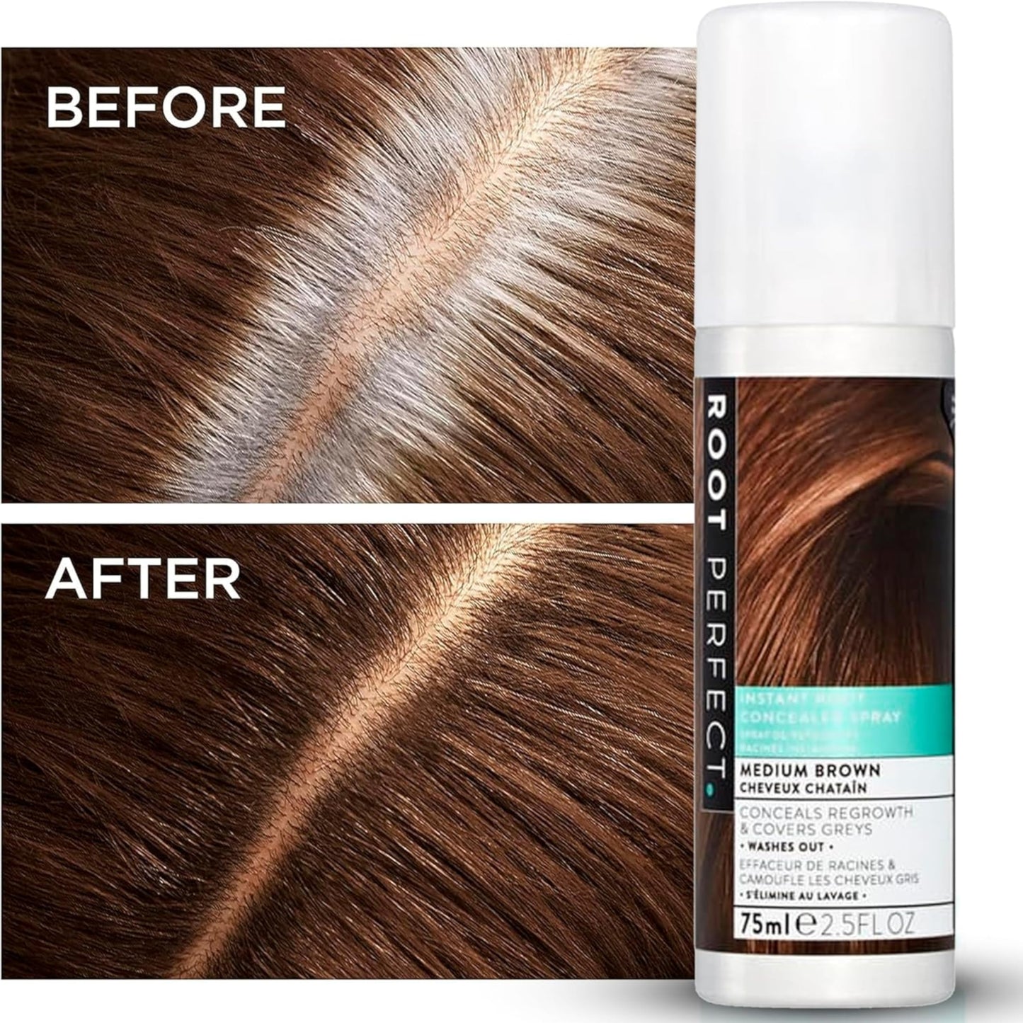 ROOT PERFECT Root Touch Up Spray – Blonde 125ml, Instant Root Concealer for Grey Coverage, Temporary Hair Colour Spray, Quick-Dry, Hair Disguise Solution