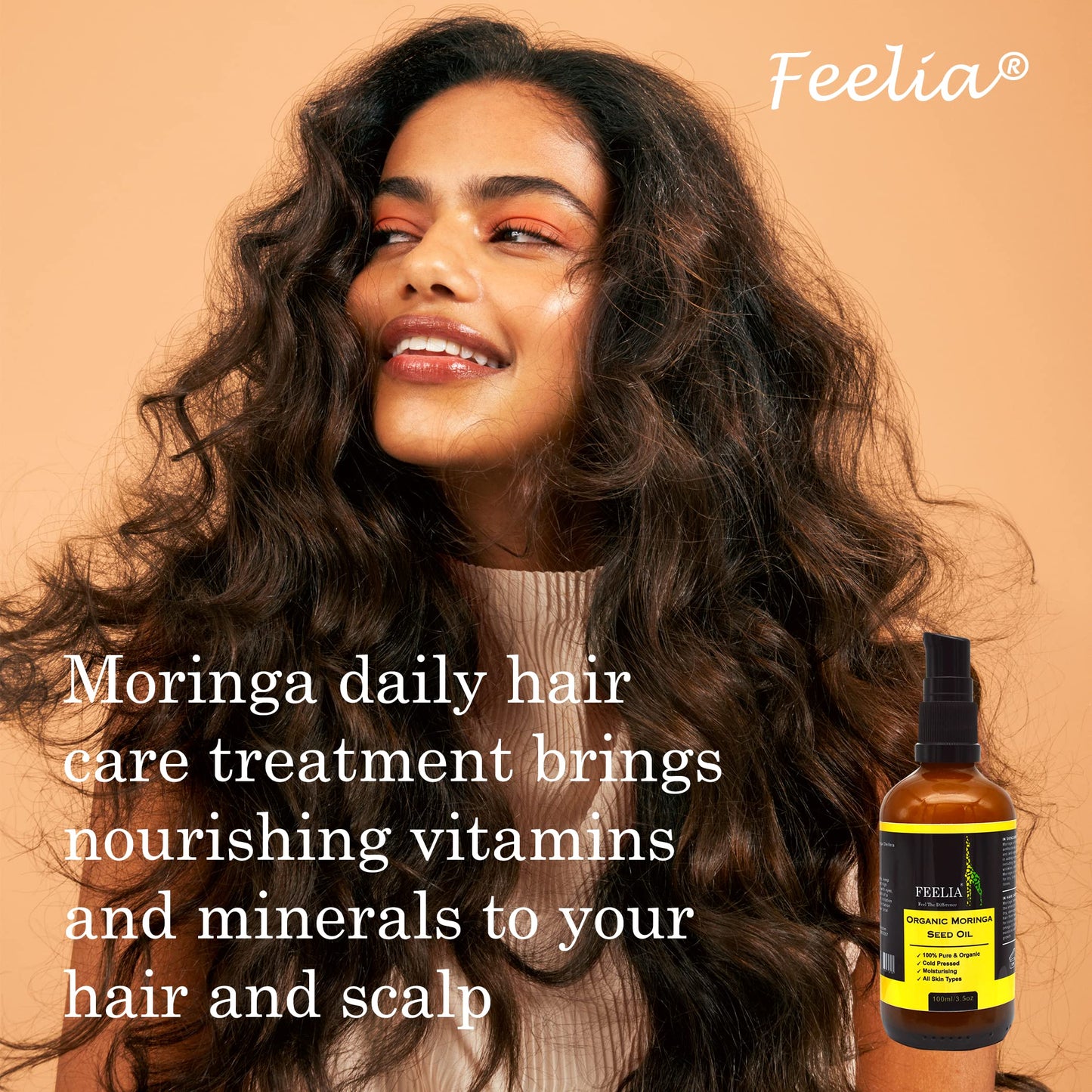Feelia - Organic Moringa Oil - Cold Pressed, Moisturizing, Rich in Vitamins & Nutrients, High in Vitamin C, Great for Skincare, 100% Pure & Organic - 100ml