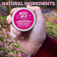TRADEMARK GNARLY JOE EST.MMXVII Gnarly Joe Beard Softener & Face Cream - 85ml Beard Softener for Men with Triple-Whipped Cocoa & Shea Butter - Natural Beard Moisturiser, Conditioner & Cream - Geranium & Black Pepper Scent - UK Made
