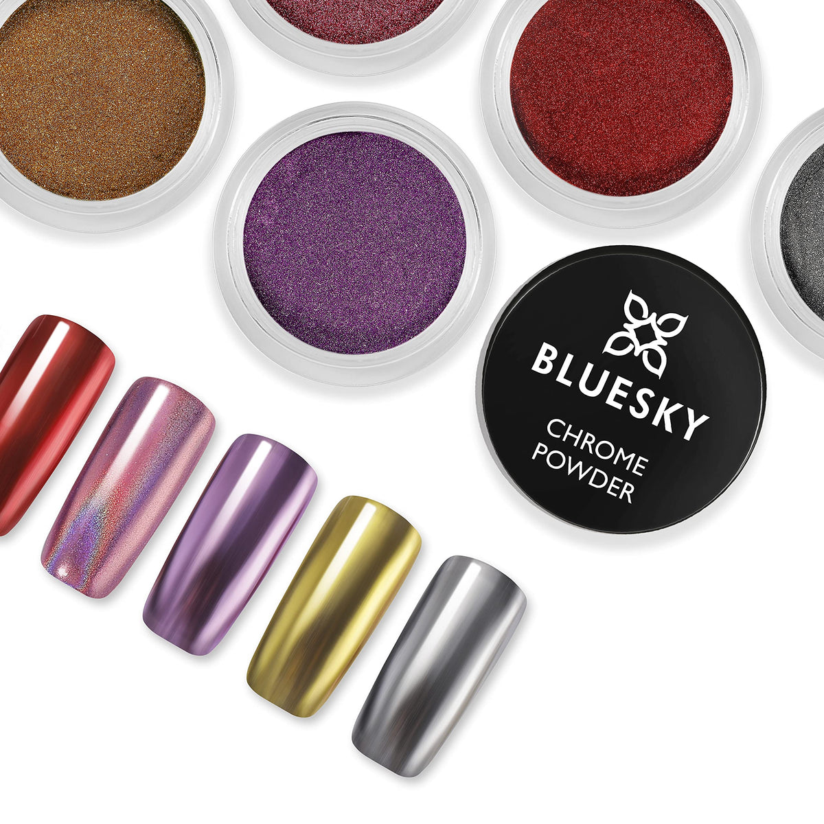 BLUESKY Bluesky Chrome Nail Powder Kit With Applicator Brush Metallic Gel Nail Art Pink 5g
