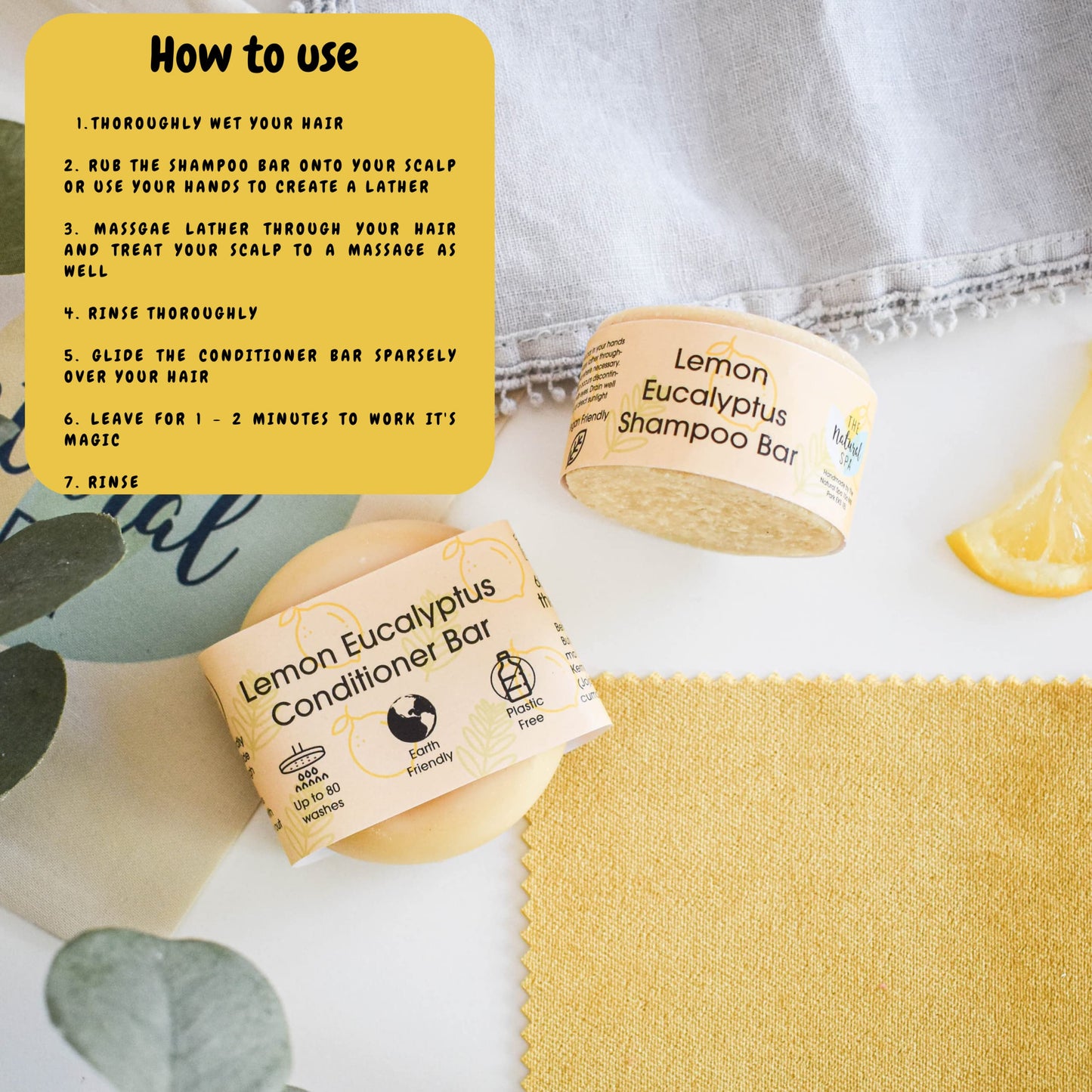 The Natural Spa Patchouli Rose Shampoo and Conditioner Bar Set - Handmade in Devon England - Suitable For All Hair Types - Vegan Friendly - Cruelty Free