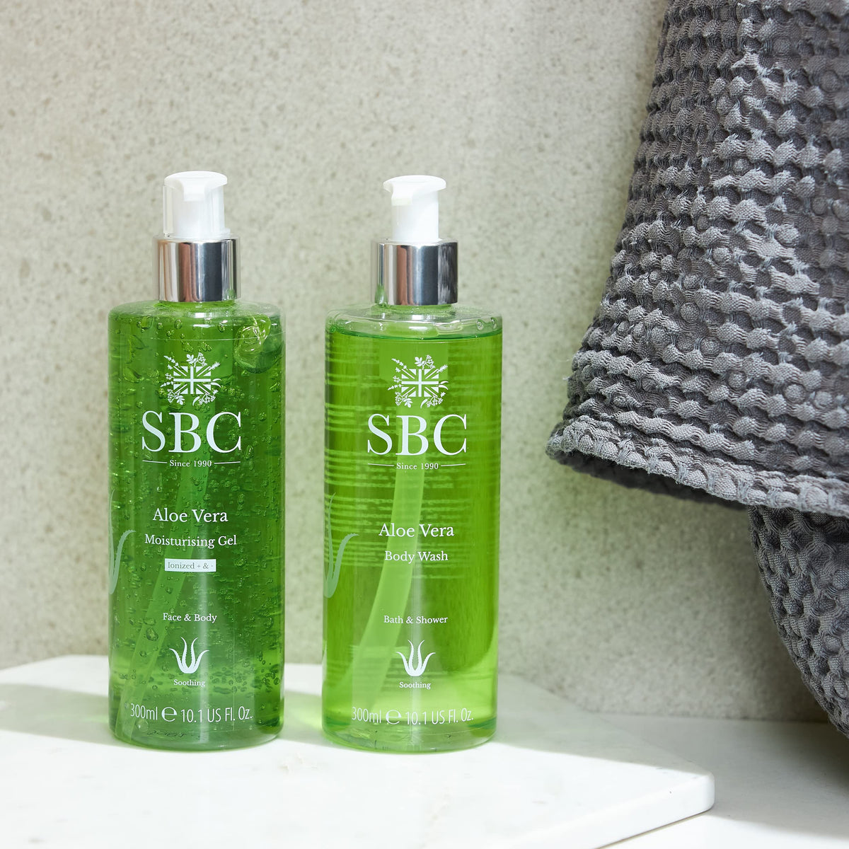 SBC Skincare Aloe Vera Moisturising Gel 300ml, Family Friendly Aloe Vera Aftersun Gel for Face and Body, Light Gel Moisturiser For Dry or Sensitive Skin