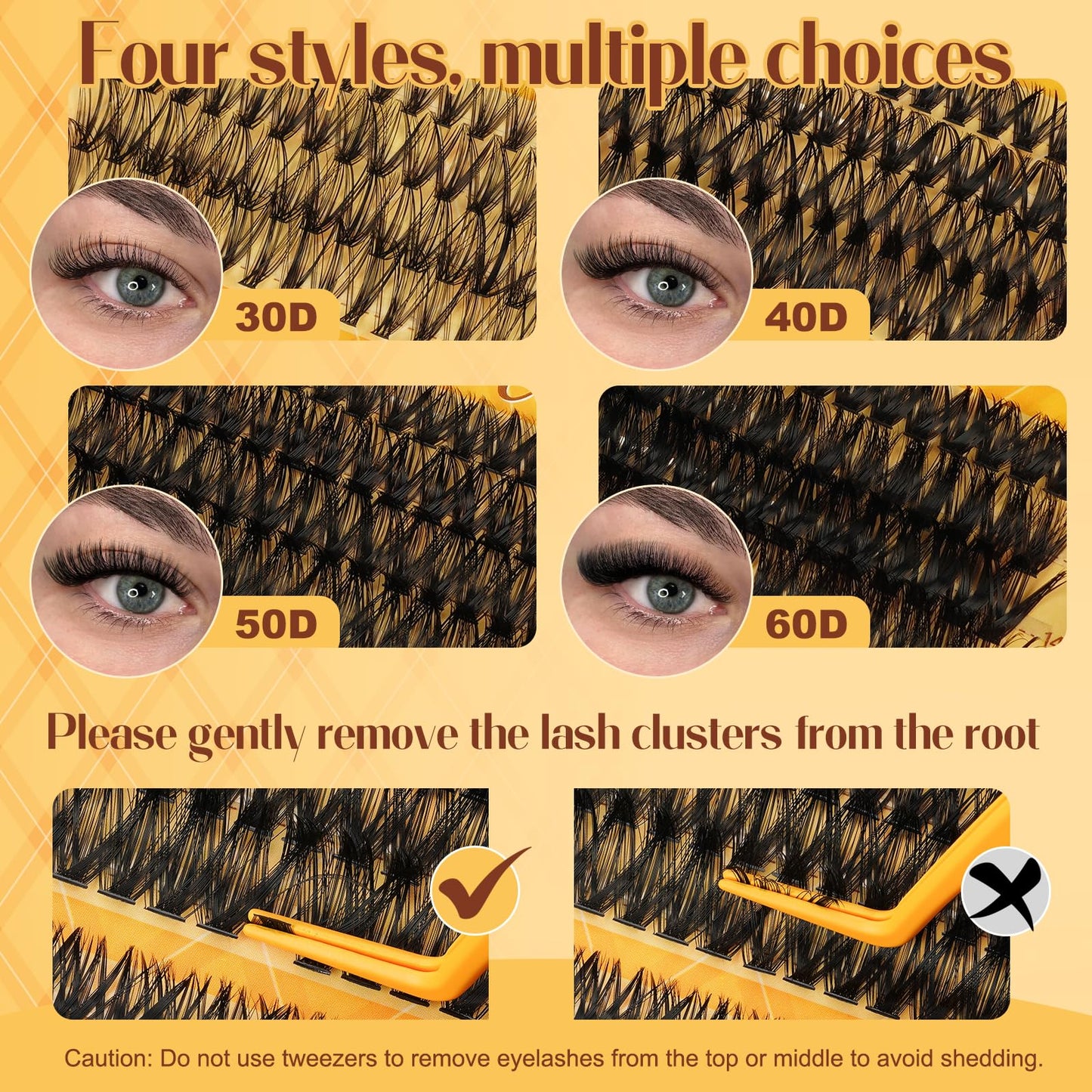 QUEWEL Cluster-Lashes-Kit, 320PCS Lash Extension Kit Mixed Length 10-16mm, Thick Eyelash Clusters with Bond And Seal and Lash Tweezers, Easy DIY at Home for Women(30+40+50+60D KIT)