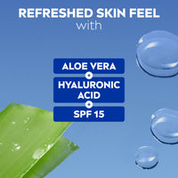 NIVEA Refreshing Day Face Cream SPF 15 (50ml), Hydrating Face Moisturiser with Aloe Vera and Hyaluronic Acid, Moisturiser with SPF for Normal Skin