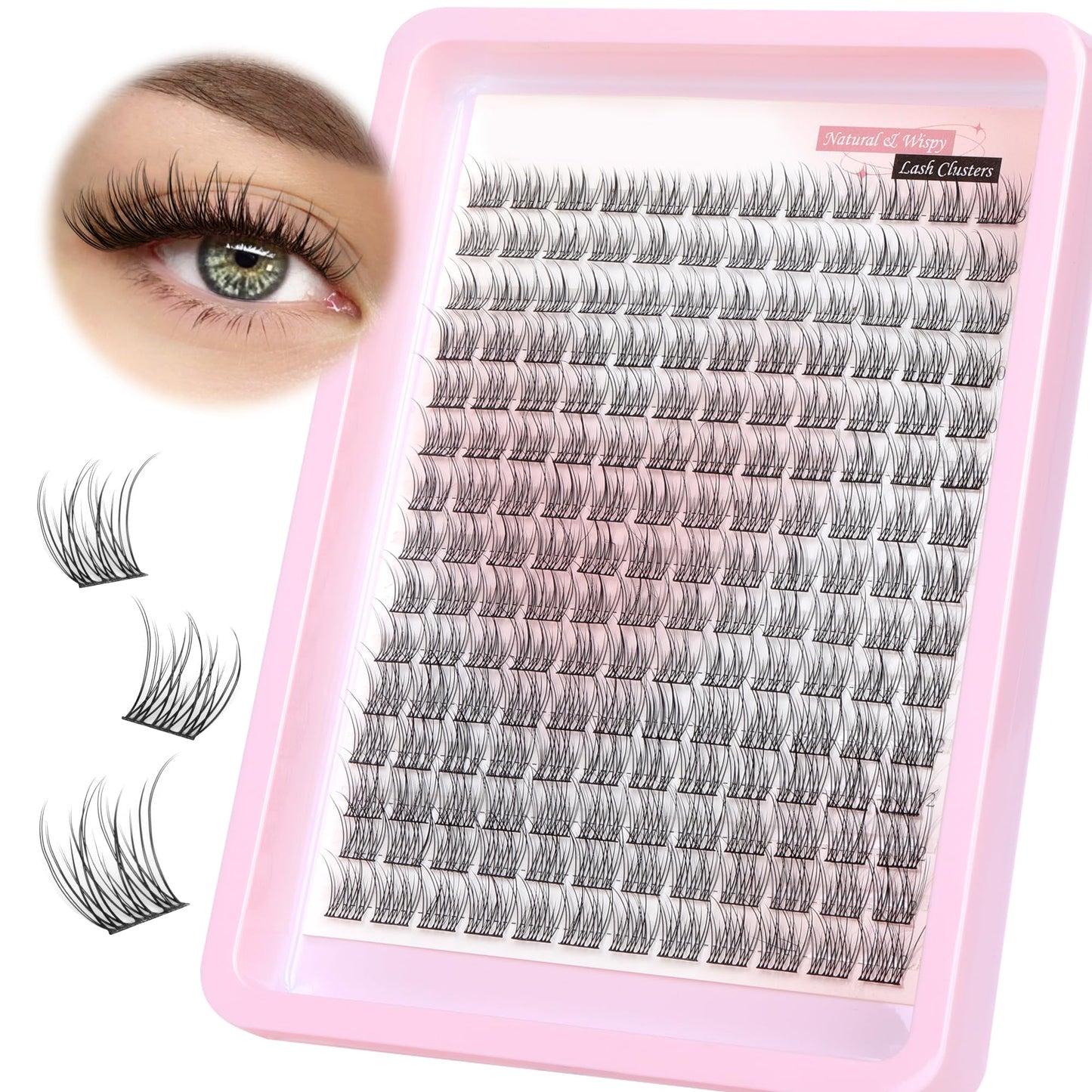 PHKERATA Wispy Cluster Lashes Natural Individual Eyelashes 180Pcs 9-12MM Lashes Individual Cluster Short Wispy C Curl Eyelash Clusters 9-12MM Super Thin Band Eyelashes