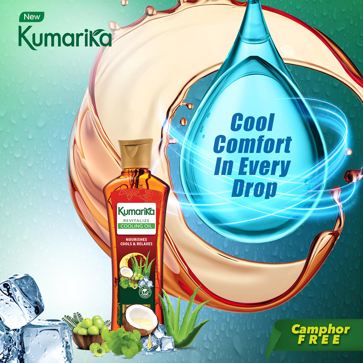 Kumarika Revitalize Cooling Oil 200ml: Noursishes, relaxes and cools with 100% Natural extracts, message and remove the stress with cooling relaxation