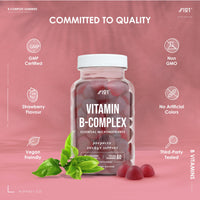 ALPHA01 Vitamin B Complex Gummies - 5 Essential B Vitamins & Vitamin C - 60 Vegan Gummies - Strawberry Flavour - By Alpha01