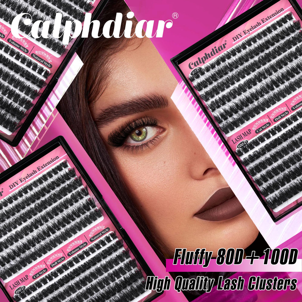 calphdiar Calphdiar Fluffy Individual Eyelashes 80D+100D Thick Cluster Lashes Wispy Lashes Individual Cluster D Curl Lash Clusters 10-18mm Russian Eyelash Clusters 234pcs Dramatic DIY Lash Extensions at Home