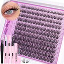 ALICE Natural Cluster Lashes Kit Wispy Eyelashes Individual Kit Cluster Eyelash Extension Kit C Curl 9-16mm Lash Extension Kit with Lash Glue Bond and Seal Lash Remover and Tweezers
