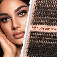 Cluster-Lashes Kit 40D+50D, Higu clace Eyelashes Individual Kit Mix 10-18mm Lashes Cluster Kit with Lash Bond and Seal and Lash Applicator, DIY Lash Extension Kit at Home (40D+50D 10-18mm)
