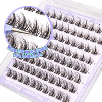 Natural Cluster Lashes Fluffy LC Curl Eyelash Extensions Wispy 96 Pcs Clear Band Lash Individuals Pack 12-14MM DIY at Home Lashes Pack by Mavphnee